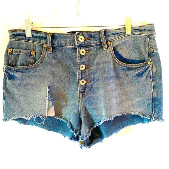 Free People Distressed High Waist Shorts - Picture 1 of 3